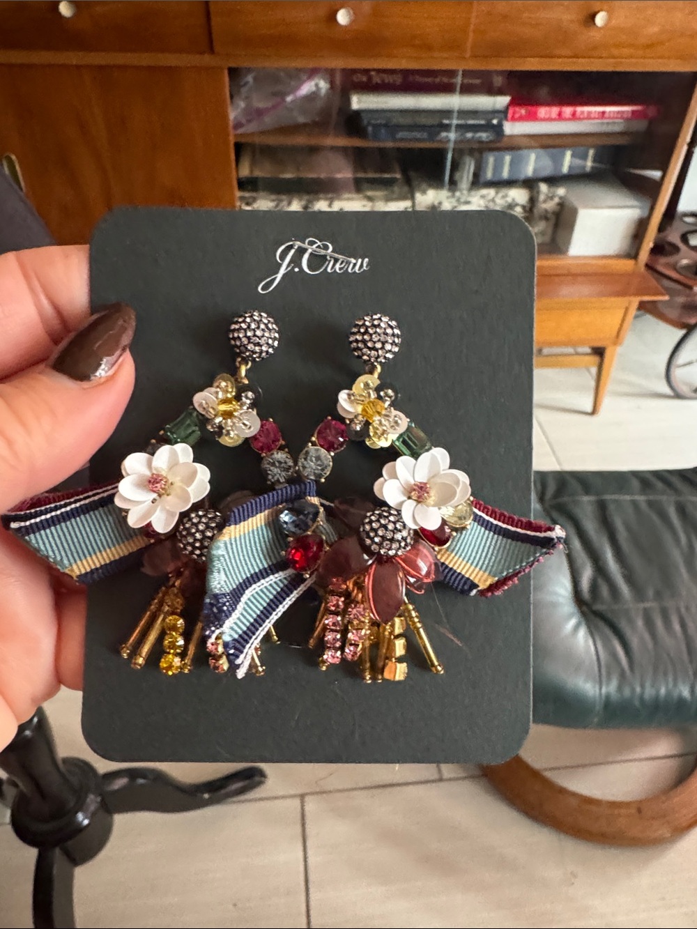 J. Crew Multicolor Ribbon Necklace   Vintage New Mixed Med FREE EARRINGS❗️❗️ - Picture 8 of 16
